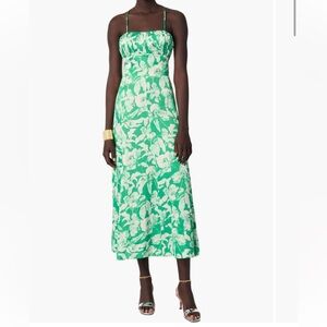 NWT MAJE FLORAL PRINTED MAXI SZ 36 GREEN